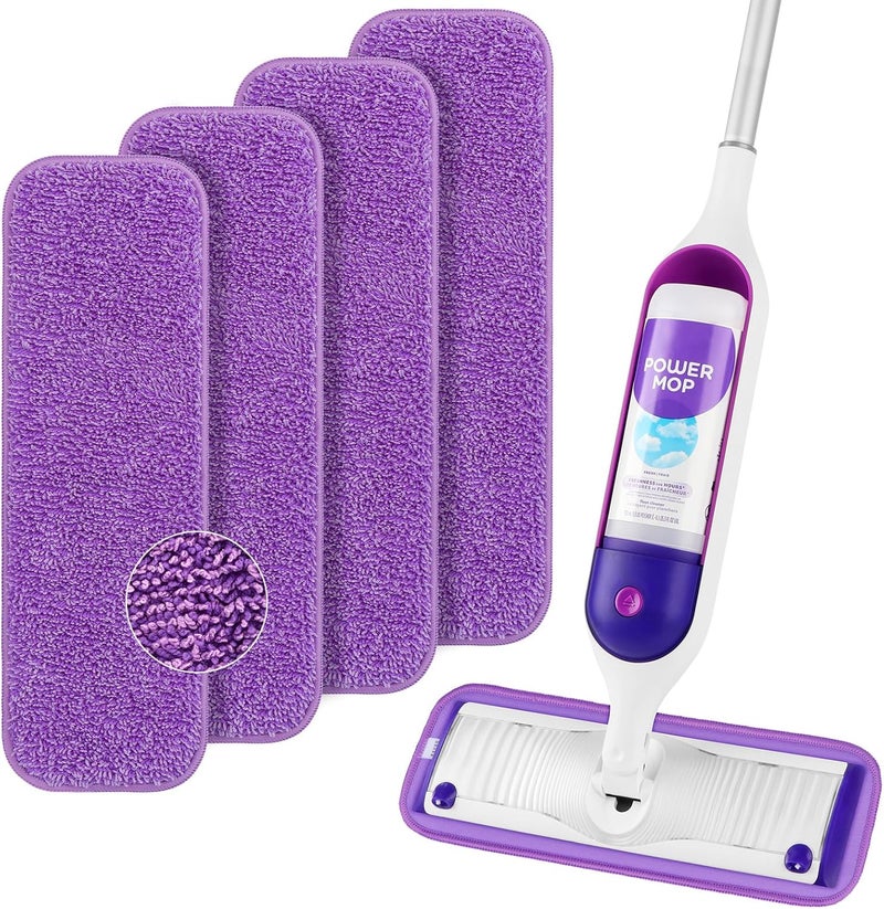 وسادات ممسحة من الألياف الدقيقة قابلة لإعادة الاستخدام لـ Swiffer PowerMop، عبوات بديلة لوسادات الممسحة الكهربائية لممسحة رش 13-15 بوصة، وسادات ممسحة كهربائية قابلة للغسل في الغسالة بديلة لتنظيف الأرضيات متعددة الأسطح، عبوة من 4 قطع - Image 1