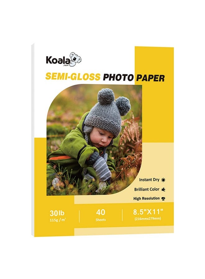 KOALA PAPER Koala Semi-Glossy Thin Inkjet Photo Paper 8.5X11 Inches 40 Sheets For Brochure Flyer 6 Mil Compatible With Inkjet Printer Use Dye Ink 30Lb - Image 1