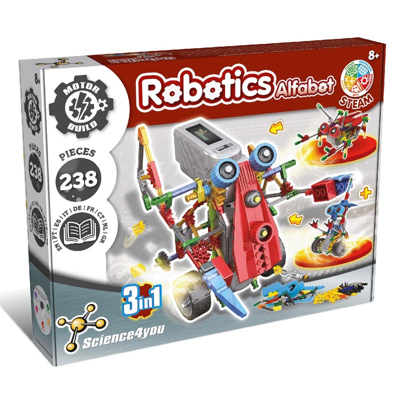 Science4you Robotics Alfabot Robot Building Kit for Kids 238 Pieces Build Your Own Robots and Make Them Move 3 Different Robots in 1 Toy STEM Educational Toy for Kids Age 814 - Image 3