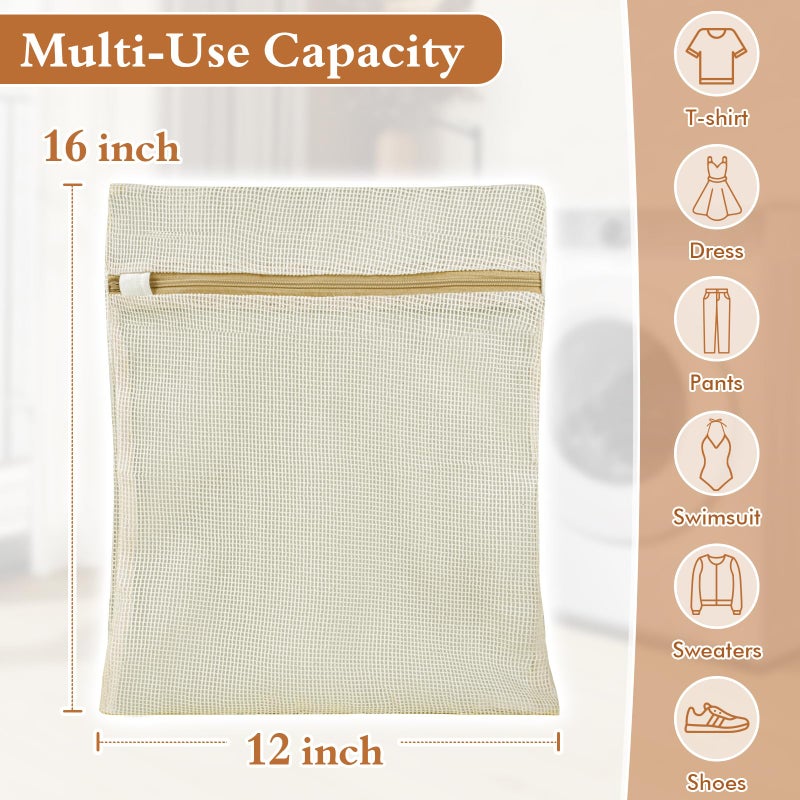 KWULP Natural Cotton Mesh Laundry Bags 12x16" 3-Pack,Gentle Wash for Lingerie, Baby Clothes & Travel Essentials - Image 4