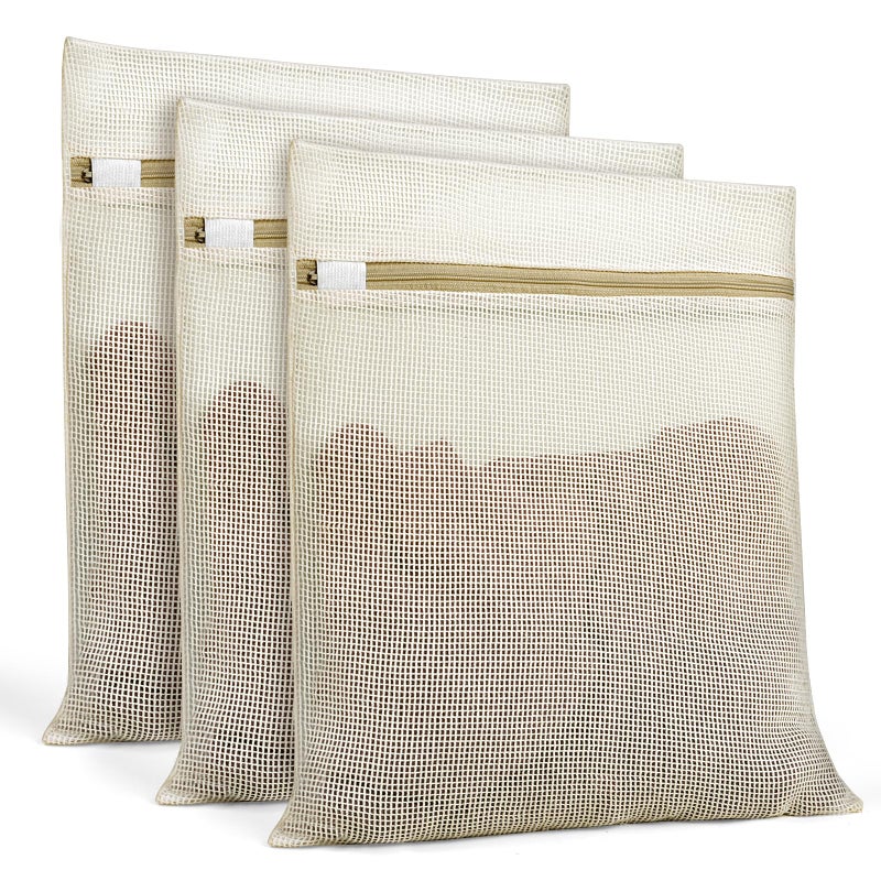 KWULP Natural Cotton Mesh Laundry Bags 12x16" 3-Pack,Gentle Wash for Lingerie, Baby Clothes & Travel Essentials - Image 1