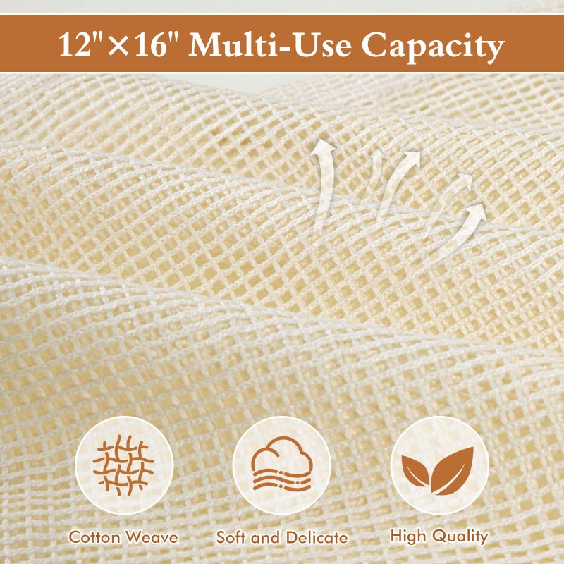 KWULP Natural Cotton Mesh Laundry Bags 12x16" 3-Pack,Gentle Wash for Lingerie, Baby Clothes & Travel Essentials - Image 2