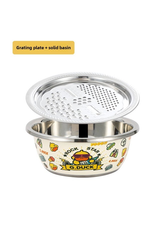 G.DUCK Harrow Yellow DUCK Stainless Steel Household Soup Basin Vegetable Basin Egg Basin Rice Sieve Planer Kitchen Basin Set-Color:Rock Duck Multi-purpose Basin Two-piece (A) Basin + Throwing Plate - Image 1