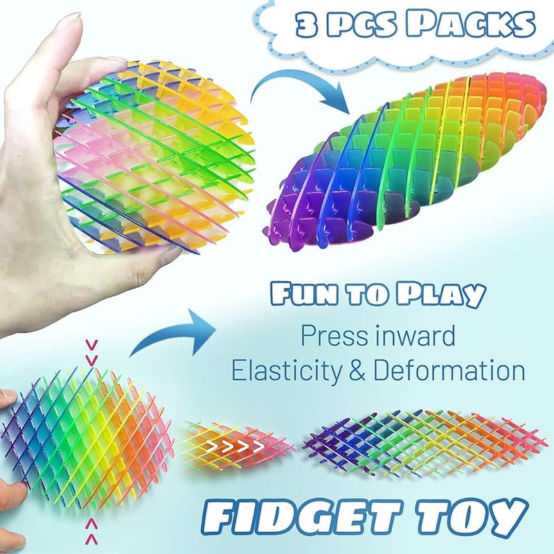 KEJIH Fidget Toys 3 PCS - Fidget Worm Toy,Stress Relief Fidget Toys for Kids&Adults,Elastic Mesh Toys,Sensory Slug Fidget Toy,Resistance Fidget Toys,Anxiety Relief Toys (3 Colors Packing), Medium - Image 2