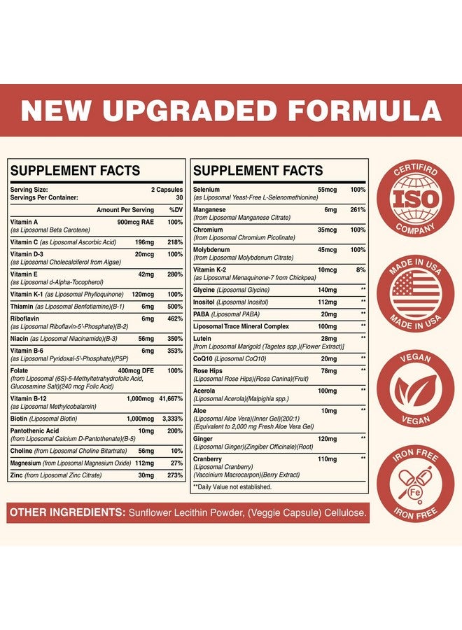 Sambugra Liposomal Multivitamin for Women 50+ - Women Daily Multivitamin with 32 Ingredients, CoQ10, Vitamins C, B, D, E for Cardiovascular & Bone Health Support - Iron-Free (60 Capsules) - Image 5