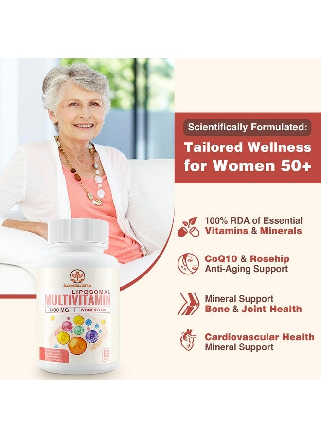 Sambugra Liposomal Multivitamin for Women 50+ - Women Daily Multivitamin with 32 Ingredients, CoQ10, Vitamins C, B, D, E for Cardiovascular & Bone Health Support - Iron-Free (60 Capsules) - Image 2
