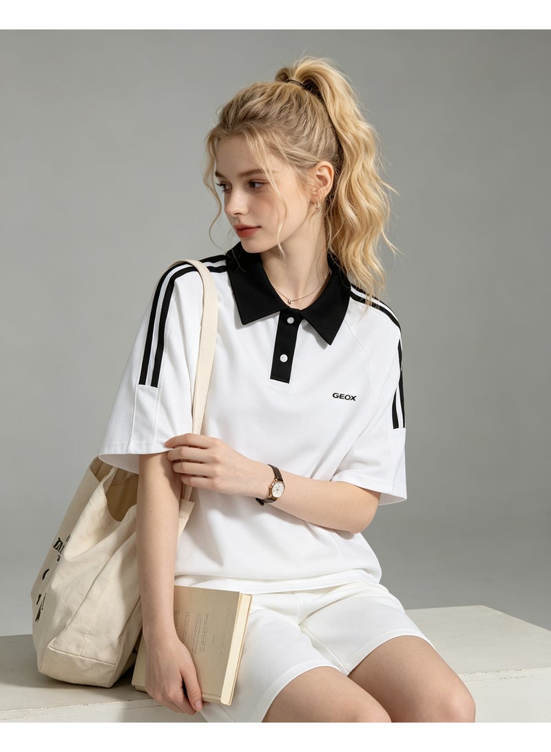 GEOX Unisex Short Sleeve Polo Shirt Casual Sports Daily Wear Top, White - Image 5