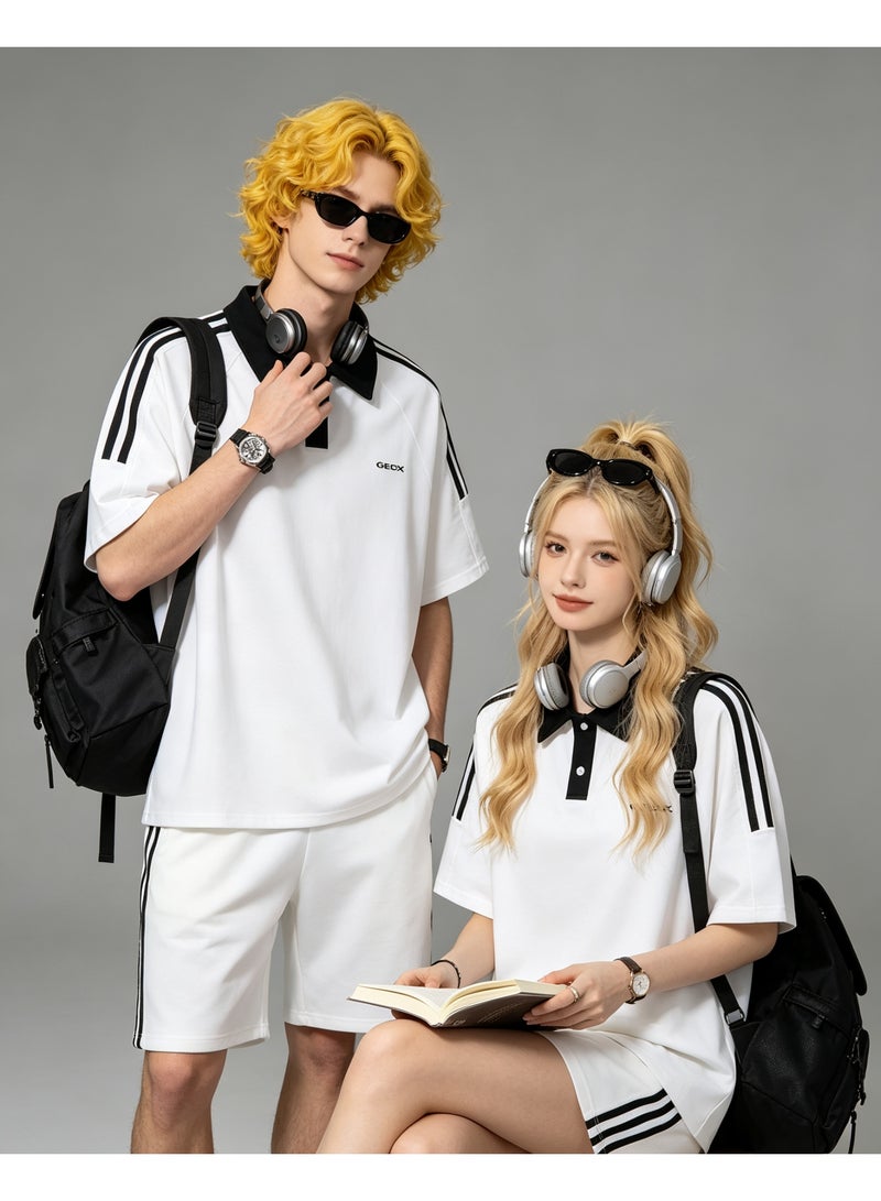 GEOX Unisex Short Sleeve Polo Shirt Casual Sports Daily Wear Top, White - Image 1