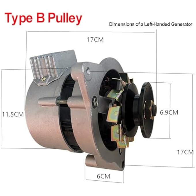 OLONETO 12V/24V 1200W Permanent Magnet Alternator For Farm Tricycle & Tractor, Single Pulley Left Rotation Generator With Built-in Regulator, Supports DC Lighting Includes Adjustment Arm(12v) - Image 2