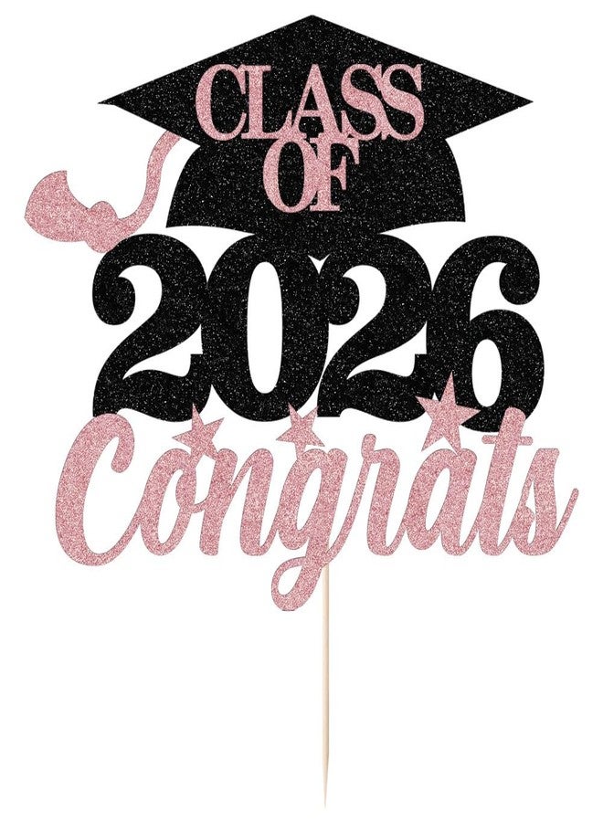 YUINYO Class Of 2026 Congrats Cake Topper,Congrats 2026 Graduate Party Decorations Supplies,High School Graduation, College Graduate Cake Decorate (Black Rose) - Image 4