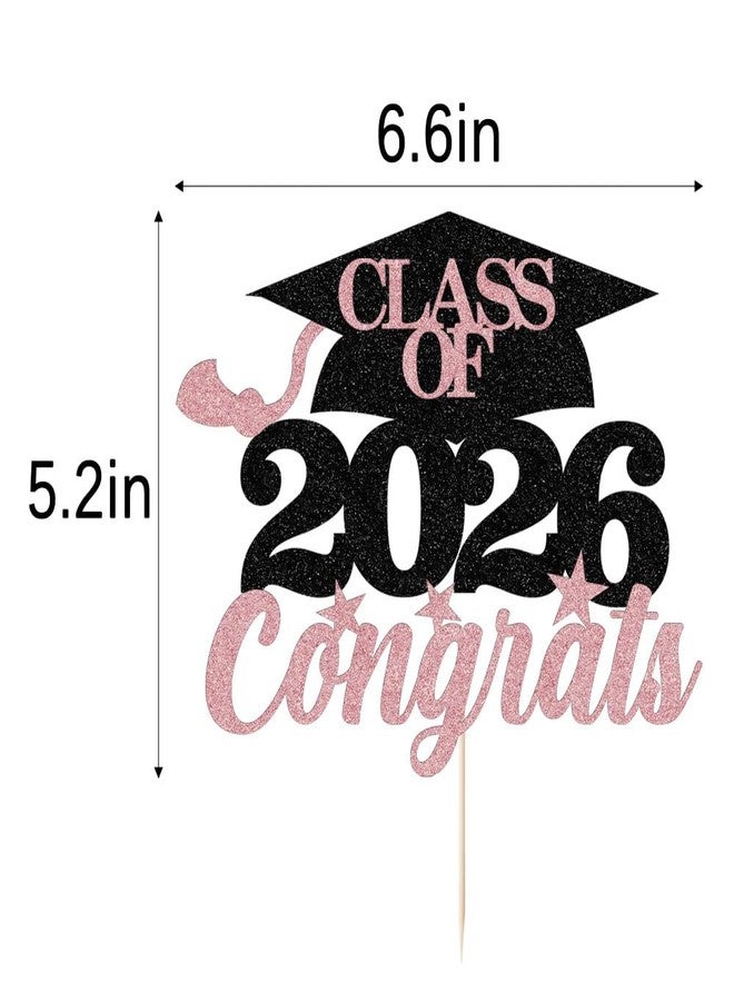 YUINYO Class Of 2026 Congrats Cake Topper,Congrats 2026 Graduate Party Decorations Supplies,High School Graduation, College Graduate Cake Decorate (Black Rose) - Image 2