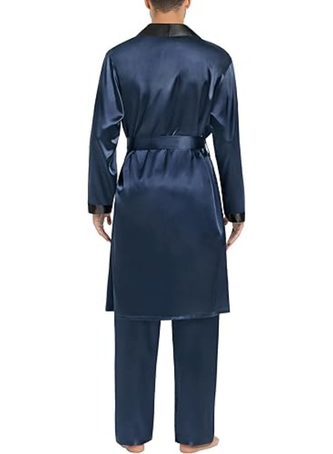 Men's satin robe and trousers set - Image 3