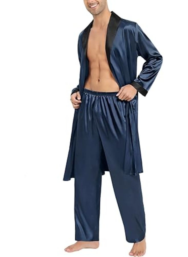 Men's satin robe and trousers set - Image 2