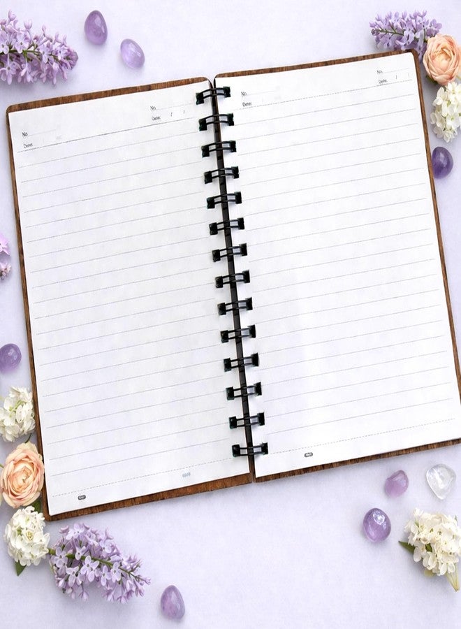 WallDaddy Wooden Spiral Notebook Diary Karma Text - A5 Size (22.5×15 cm) Engraved Wood Cover Journal | Ruled Pages Notepad for Office, School, Study, Planning & Gifting - Image 3