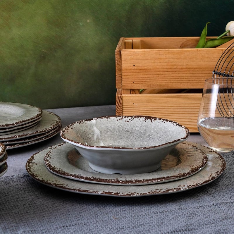LEHAHA Melamine Salad Bowls Set 7x2 Round Small Pasta Bowls Set Set of 6 Melamine All Purpose Bowl sets Great for Everyday Use Warm Gray - Image 3
