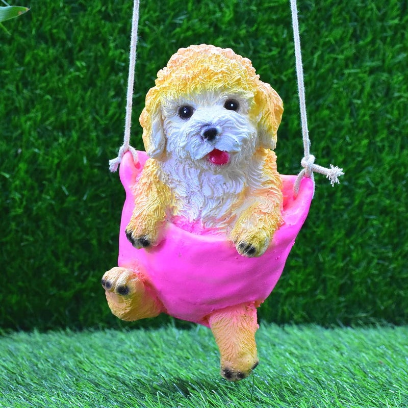 DECZO Poly-Resin Hanging Decor for Garden, Home, Gift (Swing Puppy) - Image 1