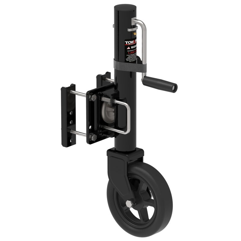 TOWKING 8 Spoke Wheel Trailer Jack 10 Vertical Movement 1500 lbs for RV Boat Trailer and More Black