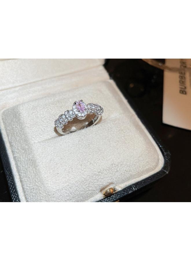 Sterling Silver Zircon Geometric Plain Ring Women's Fashion All-match Popular Index Finger Ring Light Luxury High-grade Jewelry
