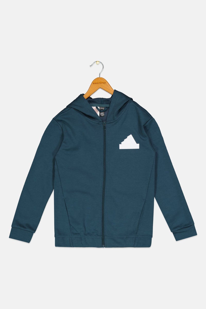 Adidas Kids Boy 2pcs Brand Logo Outdoor Tracksuits, Teal  - Image 1