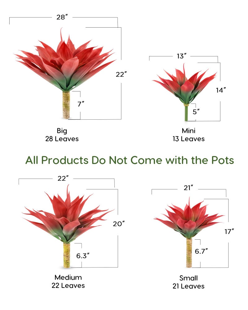 Velener Fall Fake Agave Artificial Plant, Red Fake Succulents Plant for Room Decor, Unpotted Faux Agave Stems Plant for Fall Outdoor/Indoor Decor, 22 inches, Set of 2 - Image 2