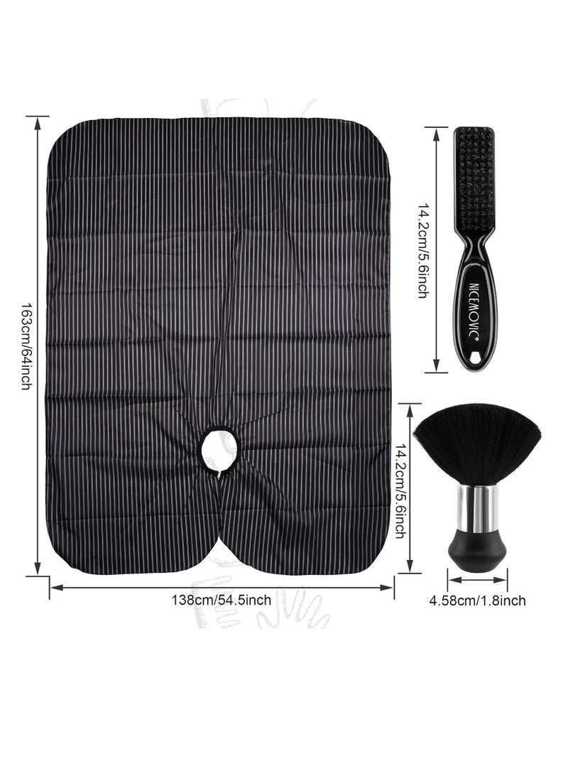 NICEMOVIC NICEMOVIC Hair Cutting Barber Cape with Neck Duster Brush and Barber Brush, Professional Barber Accessories Cleaning Supplies for Salon Haircut Styling (Black Stripe)  - Image 2