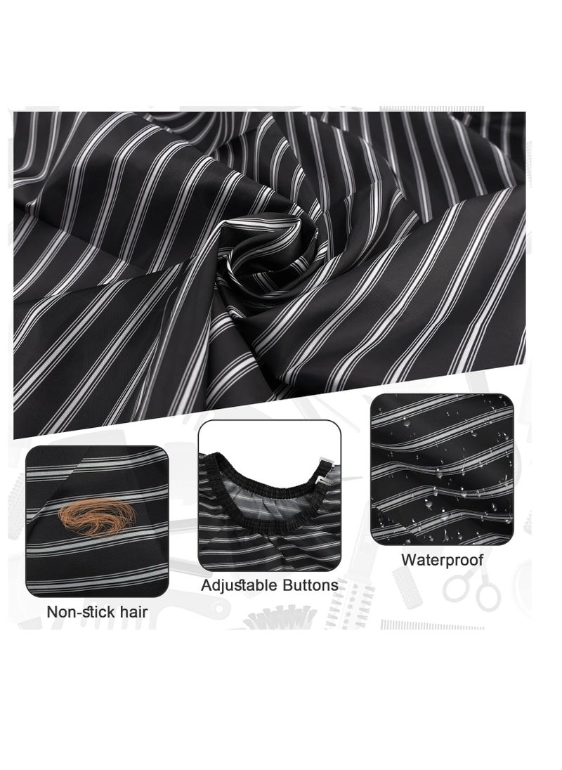 NICEMOVIC NICEMOVIC Hair Cutting Barber Cape with Neck Duster Brush and Barber Brush, Professional Barber Accessories Cleaning Supplies for Salon Haircut Styling (Black Stripe)  - Image 3