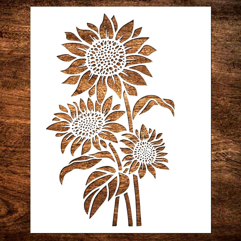 Ivanas Large Sunflower Stencil (12x15 Inches) - Reusable Sun Flower Stencils for Painting on Wood, Canvas, Paper, Fabric, Wall, Furniture - DIY Template for Art and Crafts - Image 1