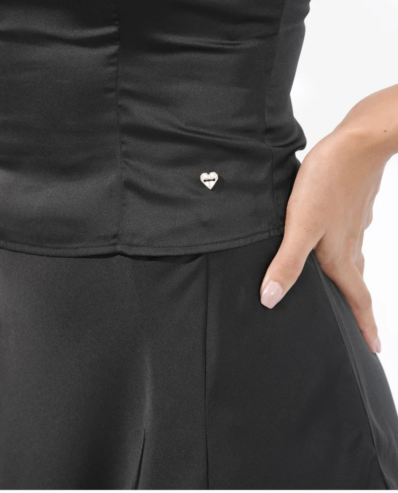 Rareism Women's Satin Fusion Wear Top With Zipper Closure