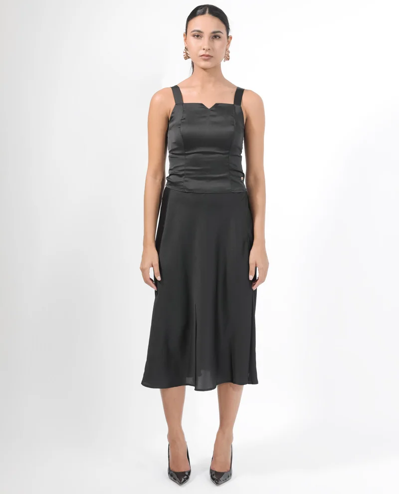 Rareism Women's Satin Fusion Wear Top With Zipper Closure