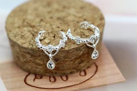 Zhx Without Pierced Ear Bone Folder Punk Fashion Ear Cuff Wrap Rhinestone Cartilage Clip On Earring Non Piercing Jewelry Silver one size - Image 3