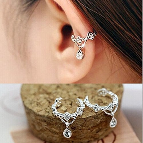 Zhx Without Pierced Ear Bone Folder Punk Fashion Ear Cuff Wrap Rhinestone Cartilage Clip On Earring Non Piercing Jewelry Silver one size - Image 1