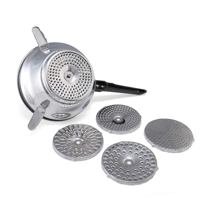 Anjali ZICR02 Puran Machine Delux stainless steel 5 attachements for different preparations with 5 Jali Steel 5piece farsan jali puran jali bundi jalisev jali - Image 2