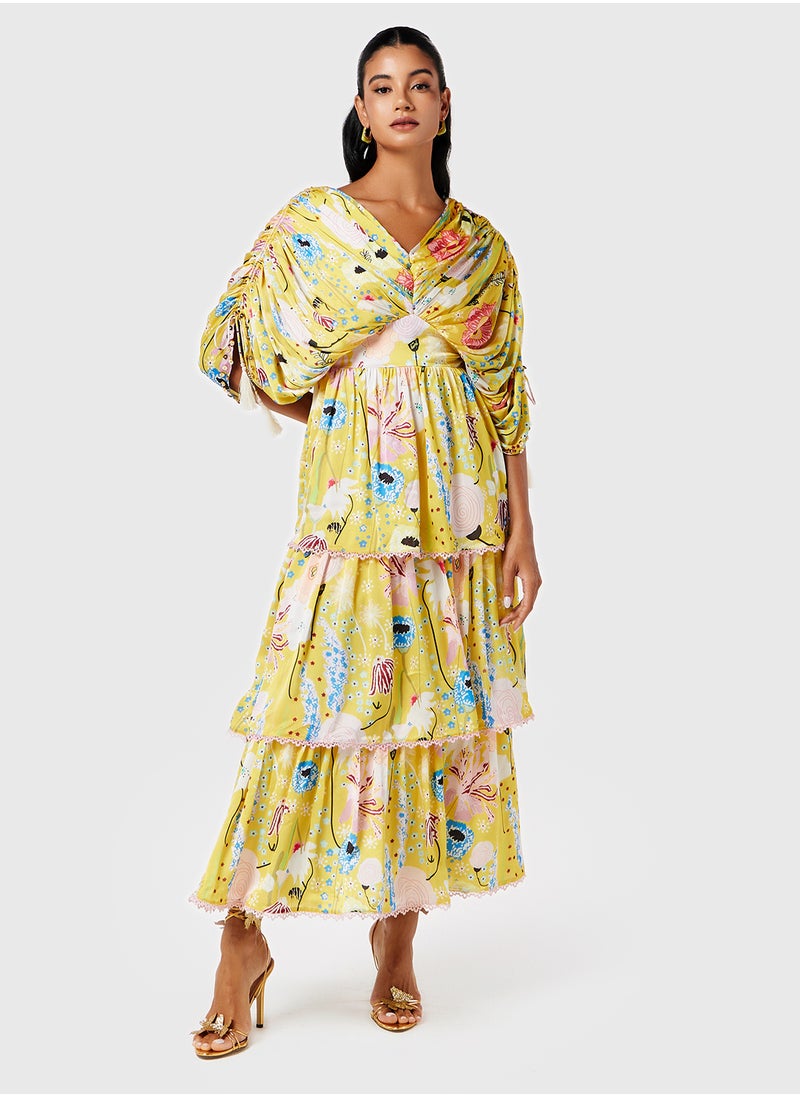 Threadz by Ajooni Floral Tiered Dress  - Image 1