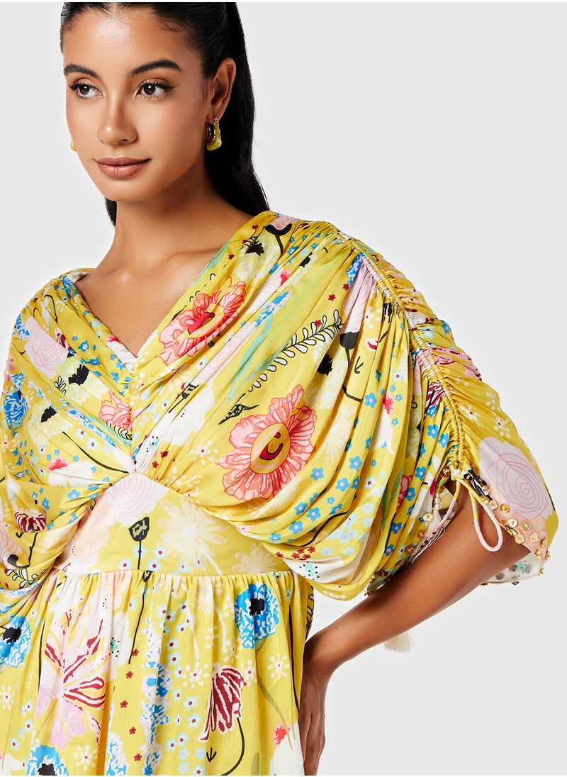 Threadz by Ajooni Floral Tiered Dress  - Image 3