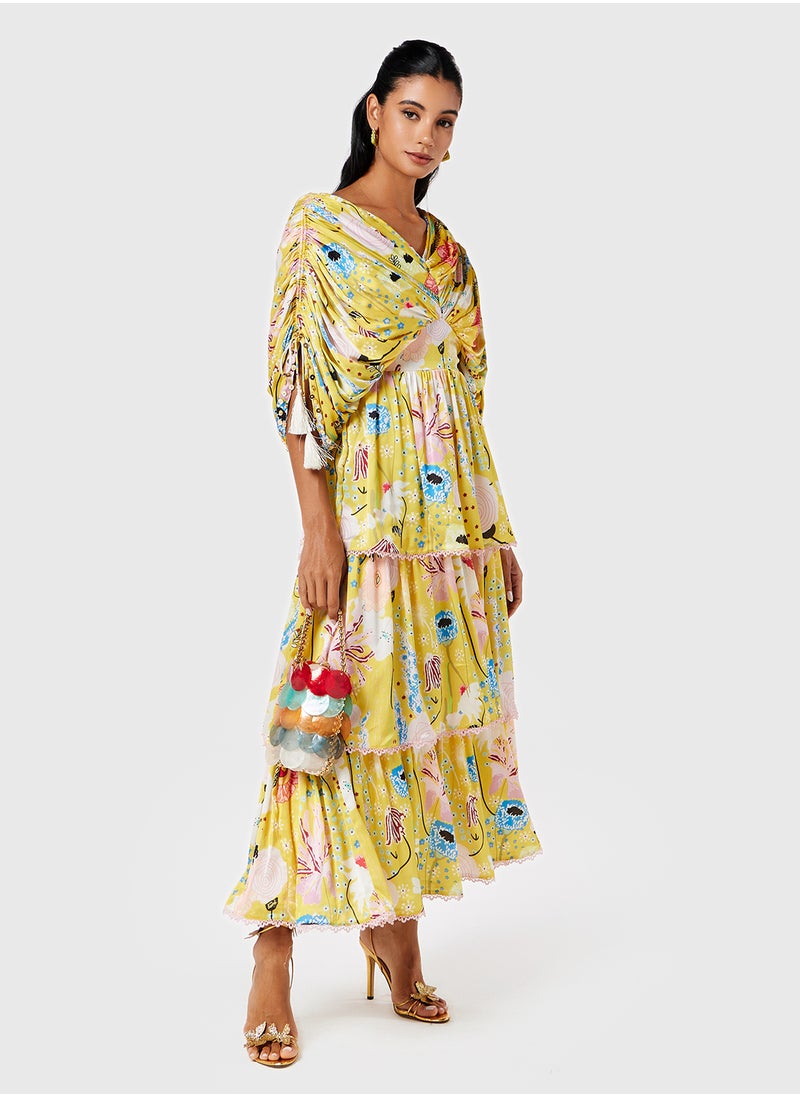 Threadz by Ajooni Floral Tiered Dress  - Image 4