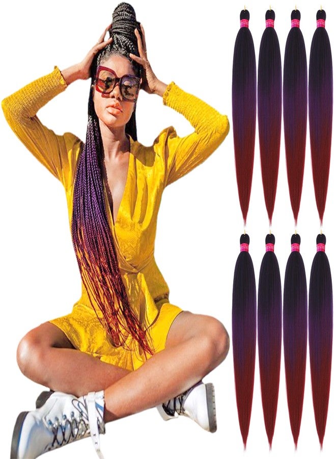 FAYETA Ombre Pre Stretched Braiding Hair, 28''-8 packs Silky Color Blend Braid Hair Extensions, 100% Synthetic Crochet Hair Braids - Image 1