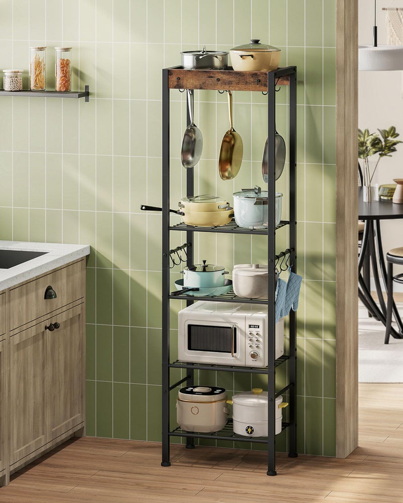 CHOEZON 5-Tier Pot Rack, Floorstanding Pots and Pans Organizer, Kitchen Bakers Rack, Kitchen Island Table, Pots and Pans Organizer, Storage Stand, for Living Room, Rustic Brown and Black TPR16BF - Image 1