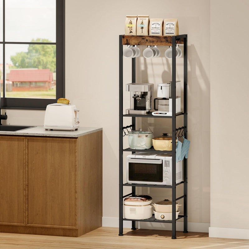 CHOEZON 5-Tier Pot Rack, Floorstanding Pots and Pans Organizer, Kitchen Bakers Rack, Kitchen Island Table, Pots and Pans Organizer, Storage Stand, for Living Room, Rustic Brown and Black TPR16BF - Image 2