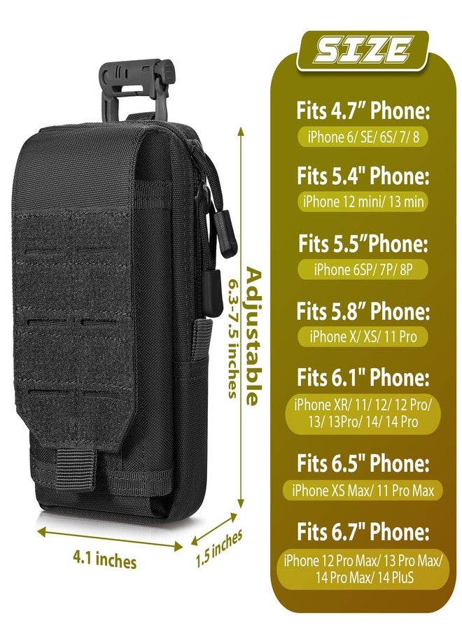 SOWHUP Tactical Molle Pouch Cell phone Pouch Holster Small Utility EDC Pouch Gadget Organizer Bag with Tactical Key Ring Holder and U.S.A Flag Patch (Black1) - Image 2