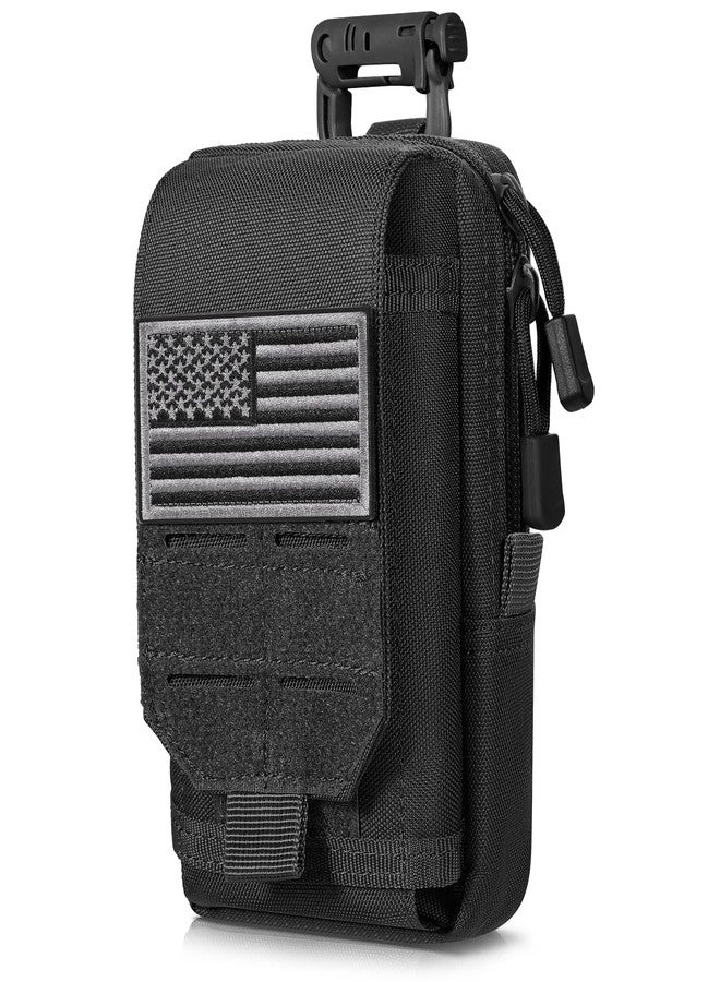 SOWHUP Tactical Molle Pouch Cell phone Pouch Holster Small Utility EDC Pouch Gadget Organizer Bag with Tactical Key Ring Holder and U.S.A Flag Patch (Black1) - Image 1