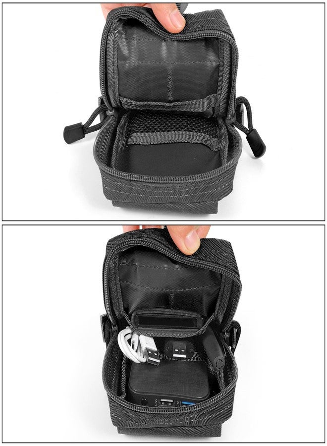 SOWHUP Tactical Molle Pouch Cell phone Pouch Holster Small Utility EDC Pouch Gadget Organizer Bag with Tactical Key Ring Holder and U.S.A Flag Patch (Black1) - Image 3