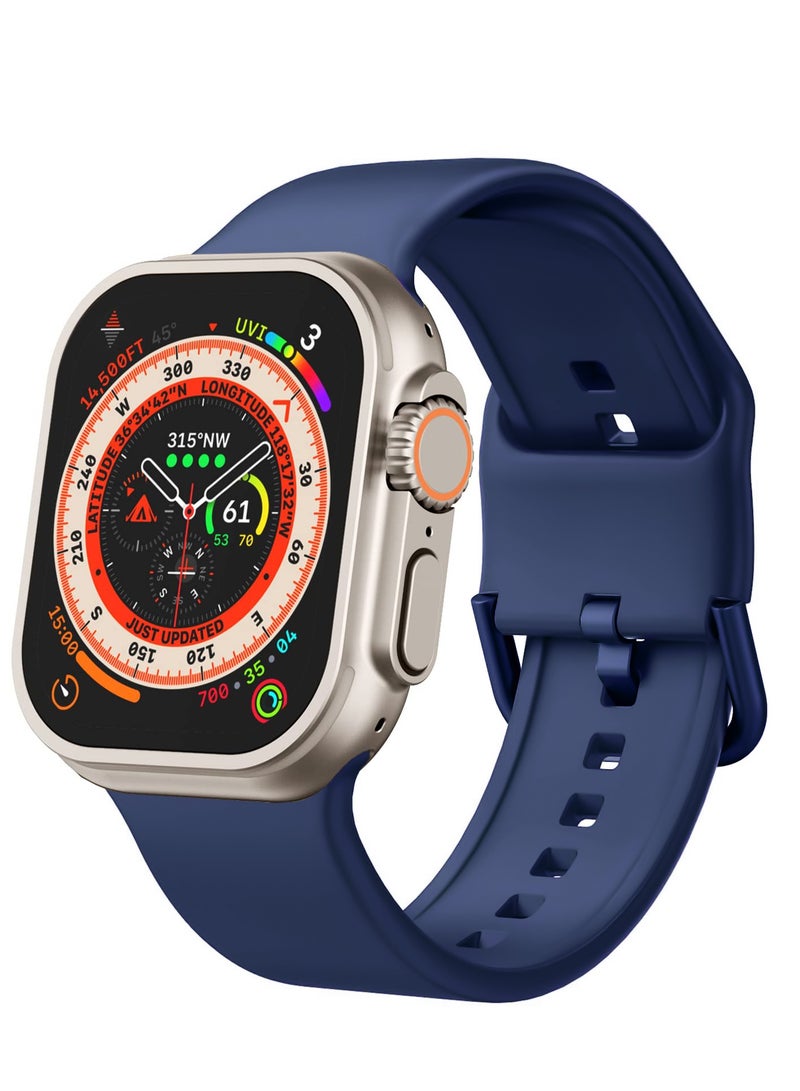 Sport Band For Apple Watch Ultra Bands 49mm 45mm 44mm 42mm, Soft Silicone Wristband Replacement Strap with Classic Clasp for iWatch Series 9 Ultra2 SE 8 7 6 5 4 3 2 1 for Women Men