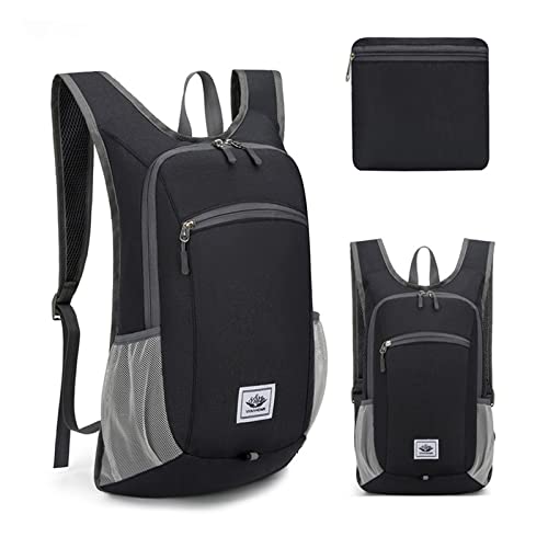 DOJUNS Hiking Backpack 15L Small Travel Backpack Lightweight Foldable Daypack Packable Camping Backpacks for Women Men (Black) - Image 1
