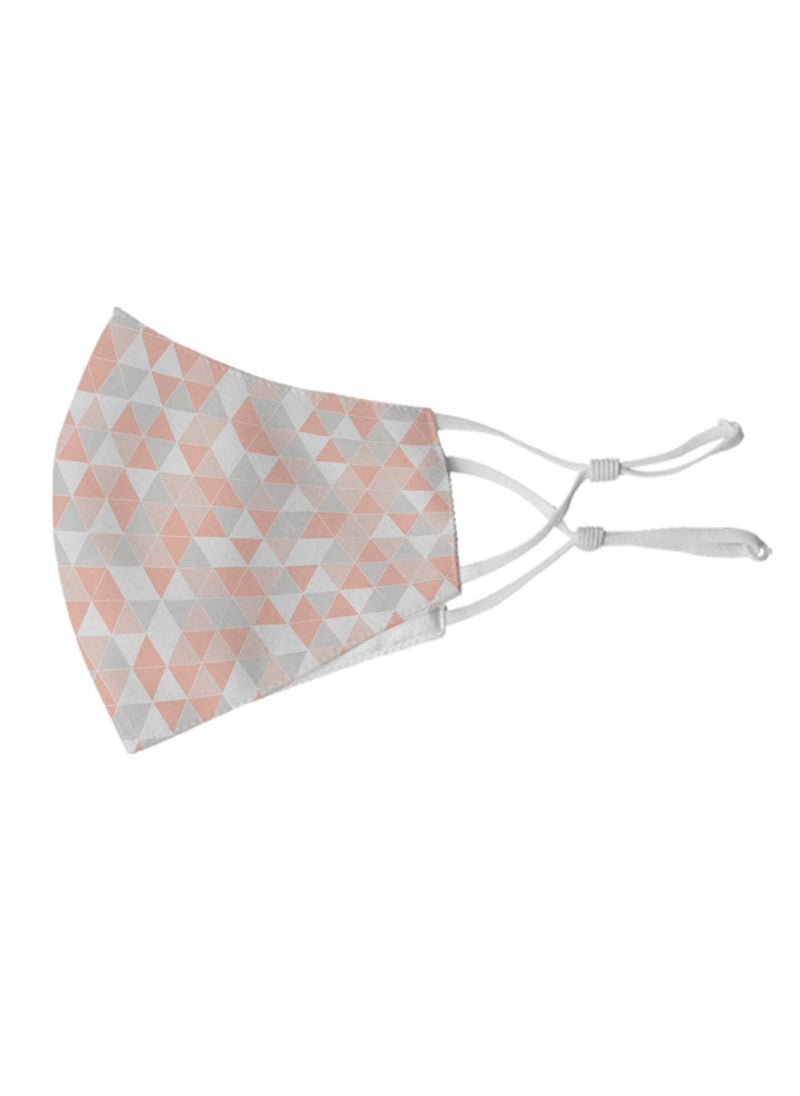 Crazyify Crazyify Peach White Grey Mosaic Print Face Mask Face Mask Set of 3 For WomenMen with Adjustable Earloop Two Layer Soft Printed Canvas Fabric with HD Print Washable Resuable  - Image 3