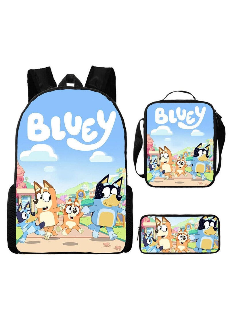 general 3-piece Set Bluey Family Anime Backpacks Bluey Family Lightweight Backpacks Meal Bags Pen Bags Cute Backbags - Image 1