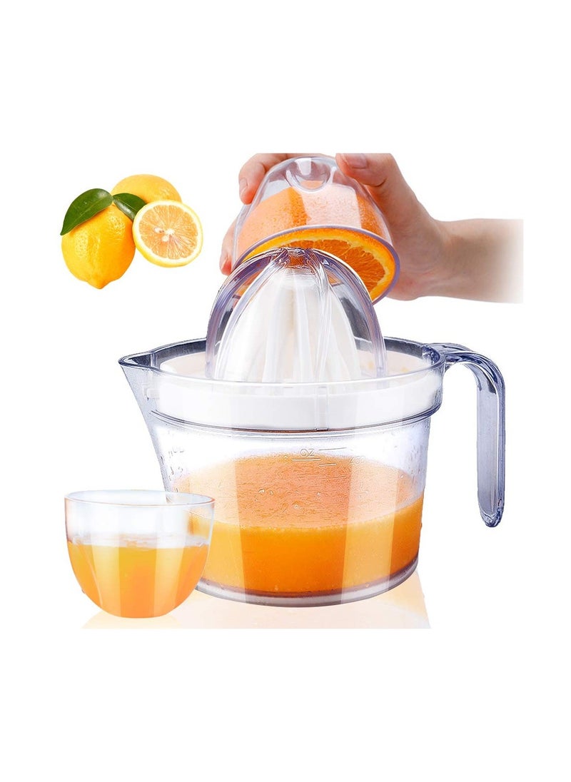 عصارة حمضيات يدوية مع إبريق قياس مقبض سهل الإمساك، بلاستيك خالٍ من مادة BPA، لليمون والليمون الحامض والبرتقال