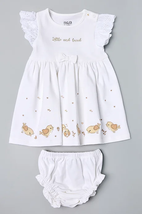 أر أند بي Appliqued Fit & Flare Dress with Bloomers