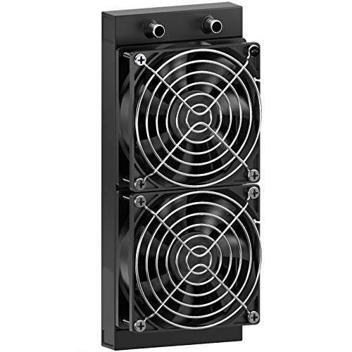 Clyxgs Water Cooling Radiator, 12 Pipe Aluminum Heat Exchanger Radiator with Fan for PC CPU Computer Water Cool System DC12V 240mm Black - Image 1