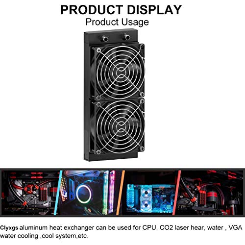 Clyxgs Water Cooling Radiator, 12 Pipe Aluminum Heat Exchanger Radiator with Fan for PC CPU Computer Water Cool System DC12V 240mm Black - Image 4