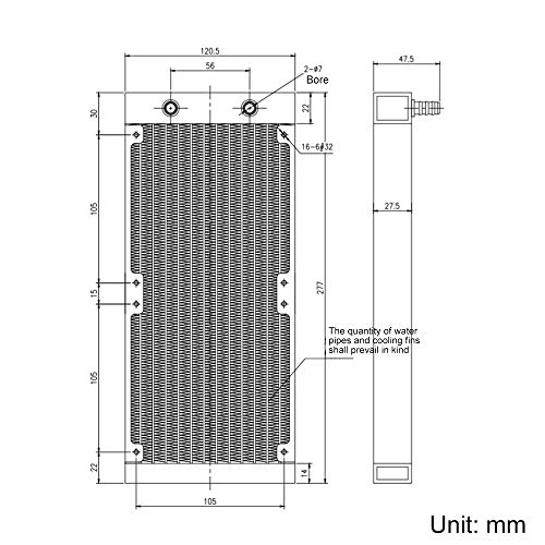 Clyxgs Water Cooling Radiator, 12 Pipe Aluminum Heat Exchanger Radiator with Fan for PC CPU Computer Water Cool System DC12V 240mm Black - Image 3